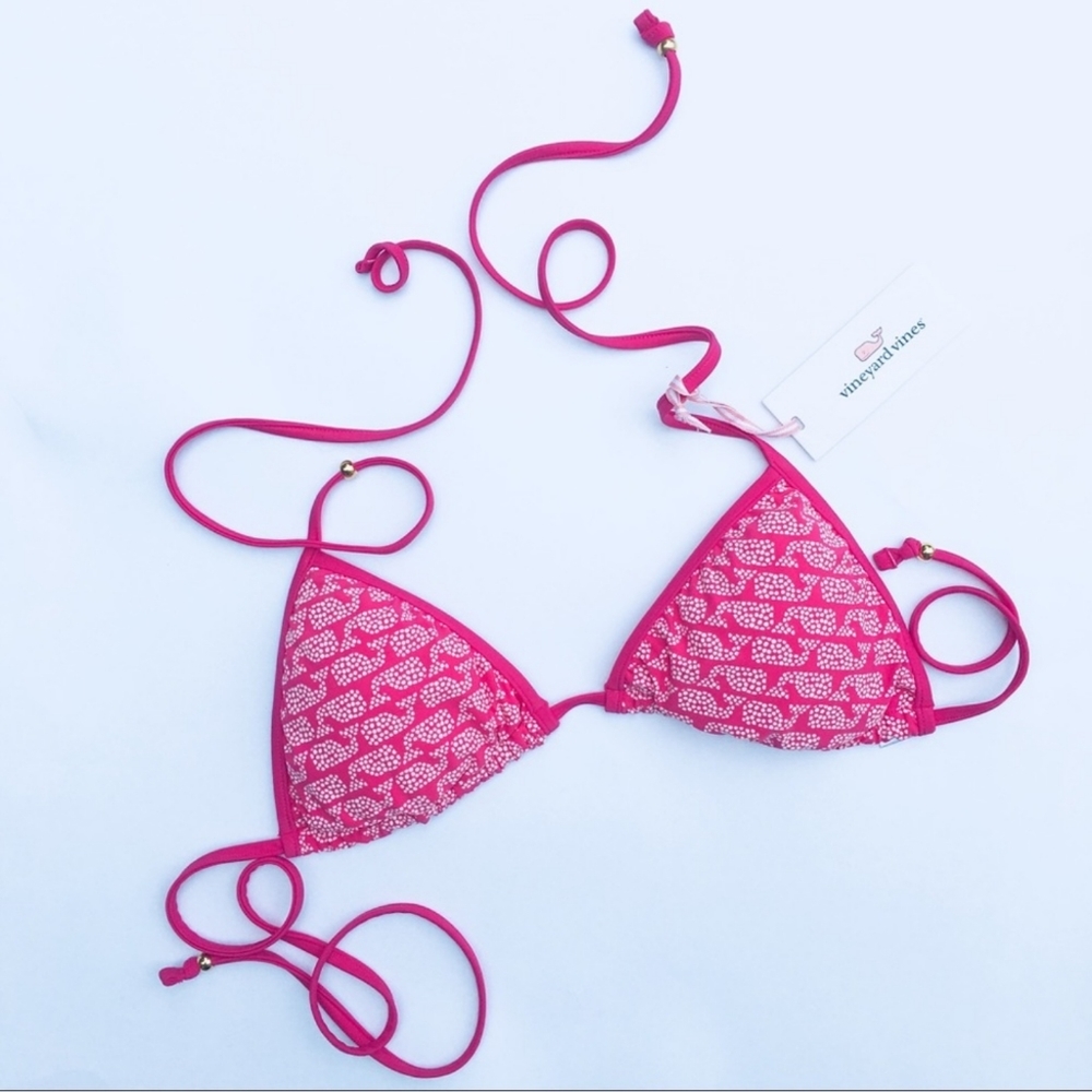 NEW Vineyard Vines pink & white bikini top size XS
